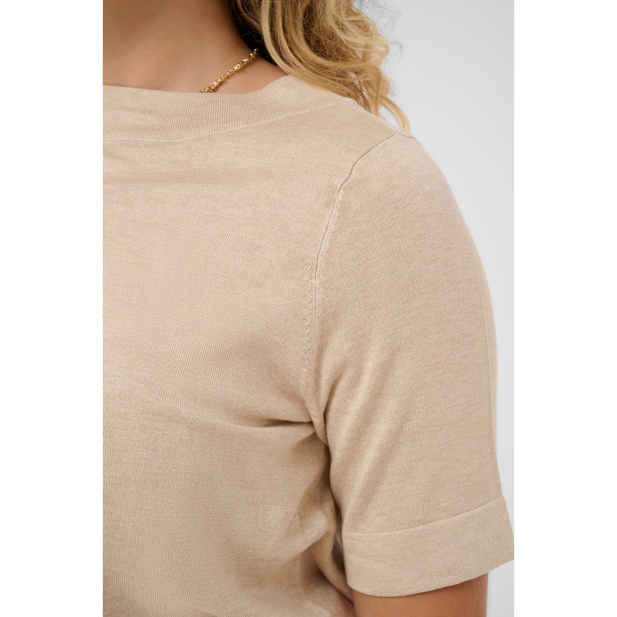 Pullover tricoté beige feather gray melange, KAFFE CURVE