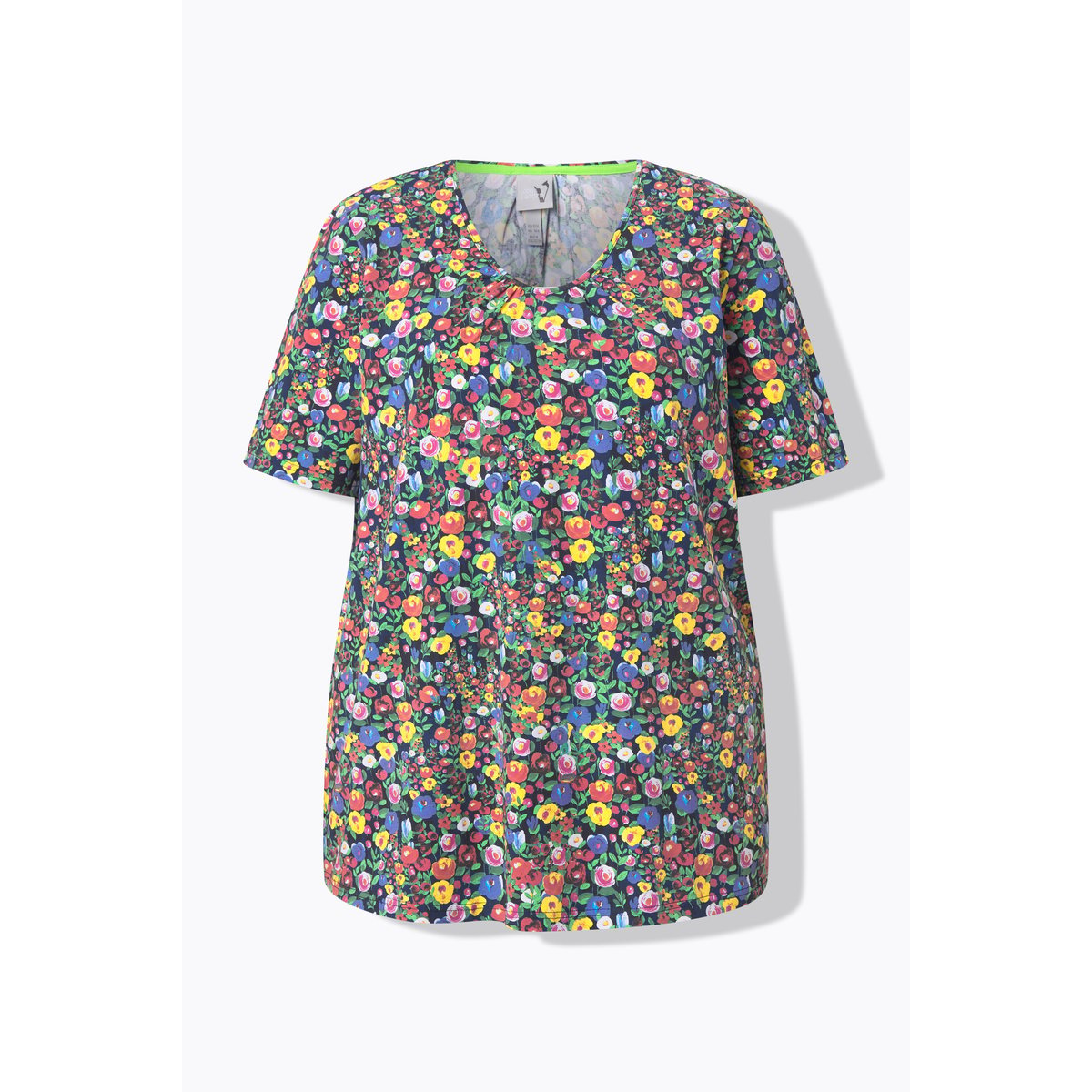 T-shirt motif floral, coupe évasée marine, ULLA POPKEN
