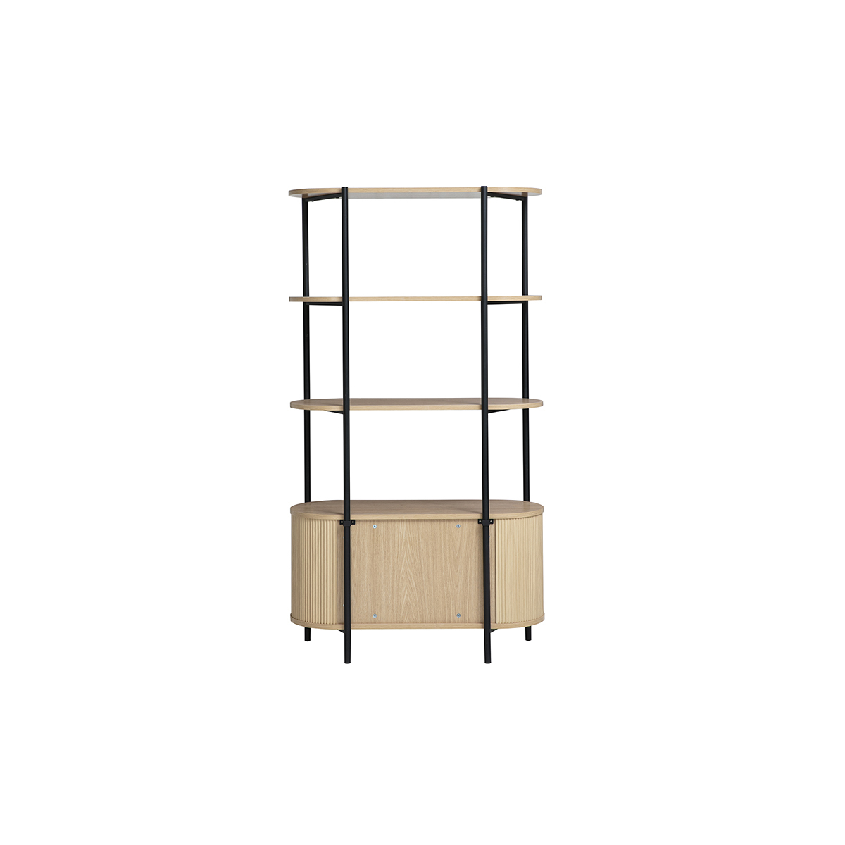 Bibliothèque avec rangements finition bois clair chêne et métal L100 cm ZORA couleur unique, MILIBOO