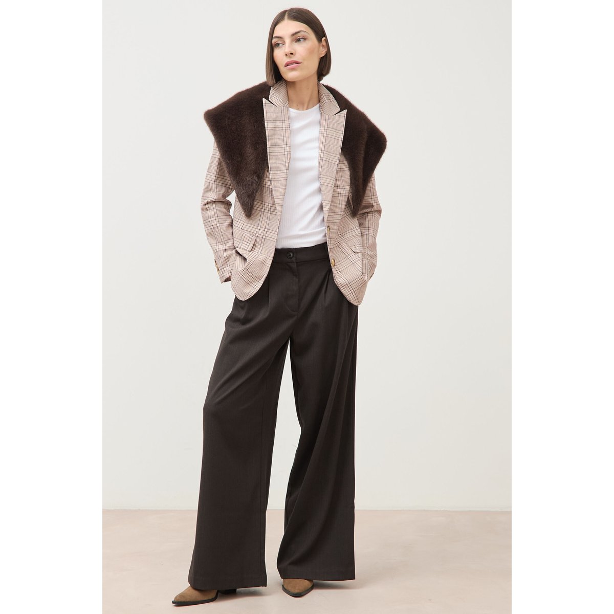 Pantalon large taille standard noir, BONOBO