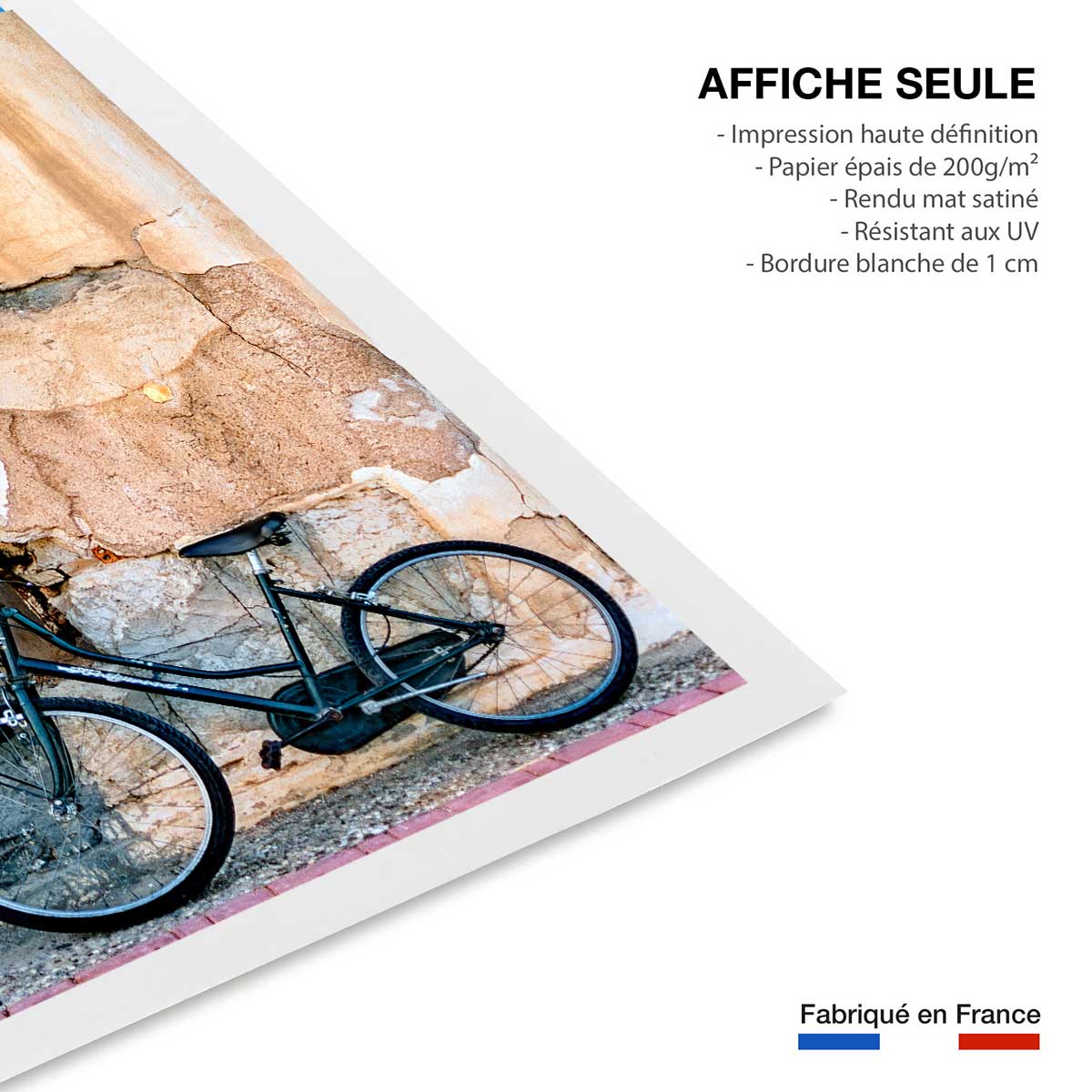 Poster bicyclette bleue affiche seule, HEXOA