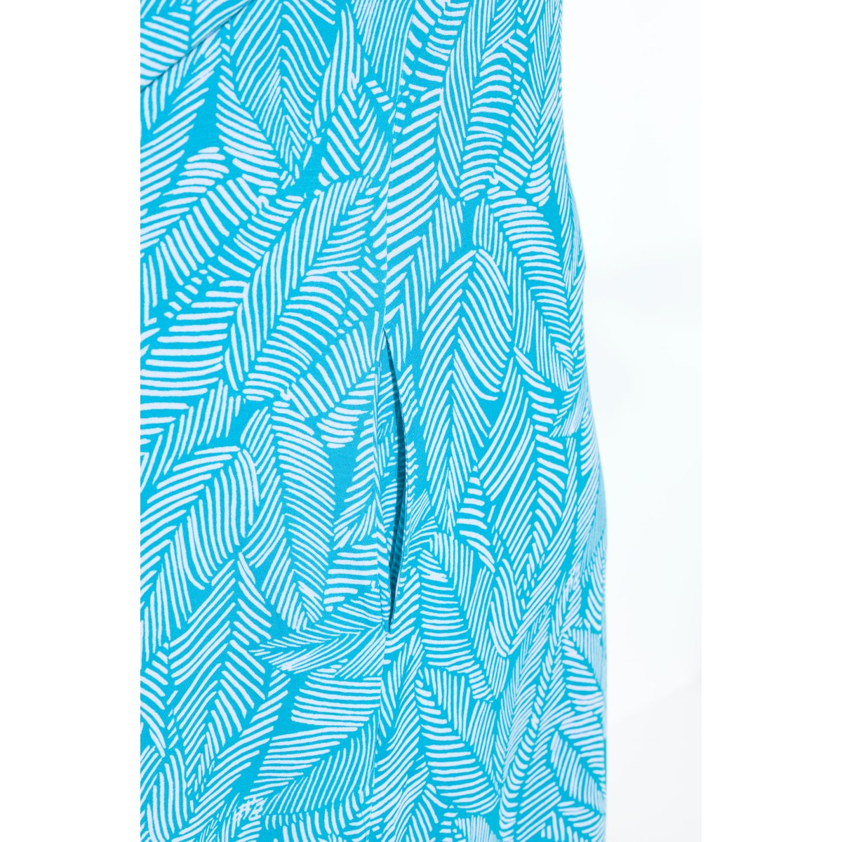 Robe en jersey motif feuilles aqua foncé, ULLA POPKEN