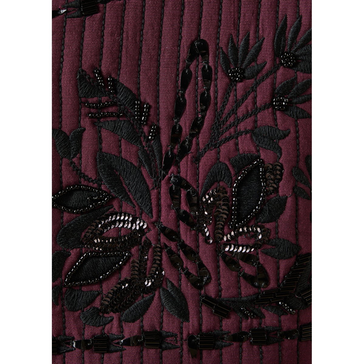 Veste sans manches brodée ouverte bordeaux / noir, LA FEE MARABOUTEE