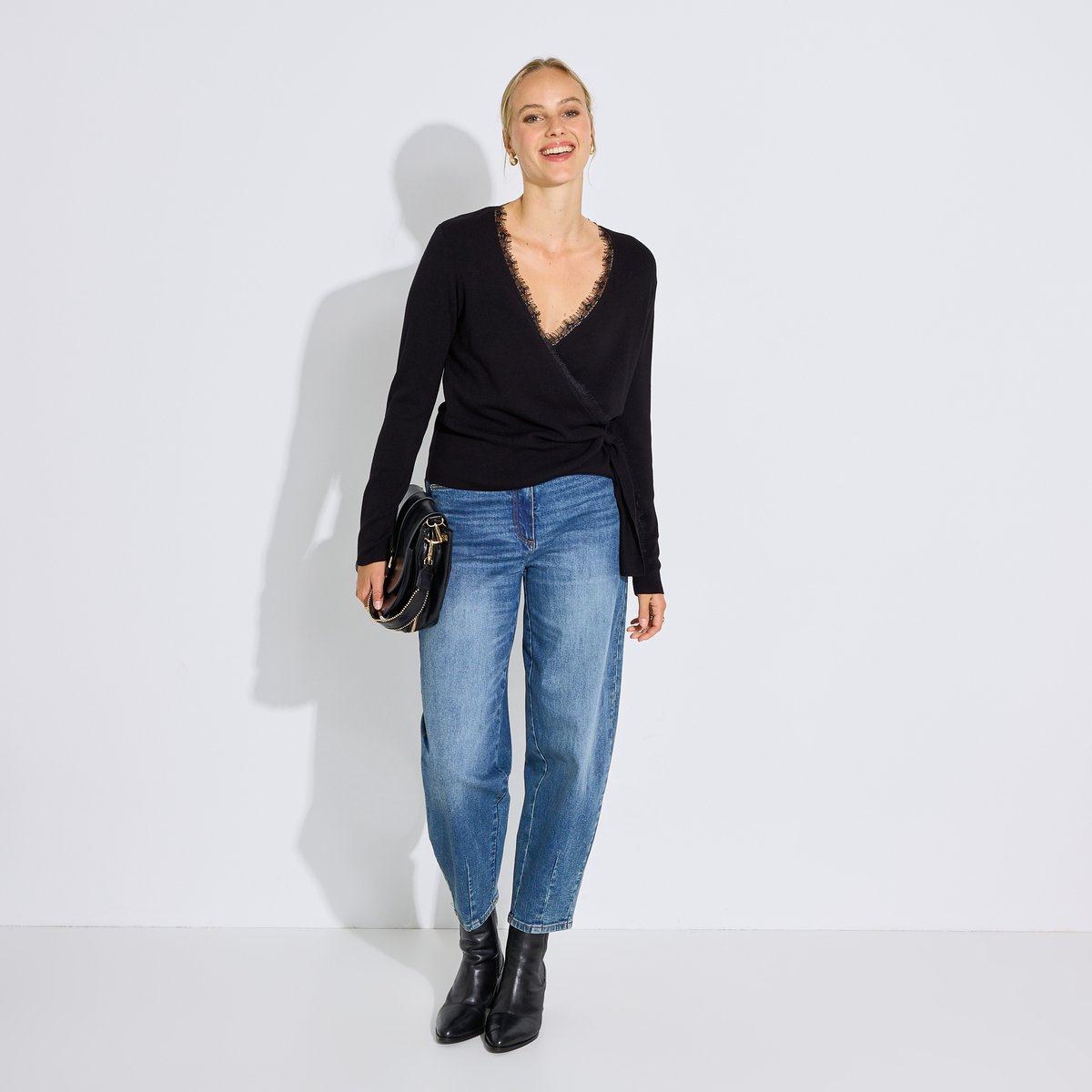 Pull cache-cœur ajouré noir, GRAIN DE MALICE