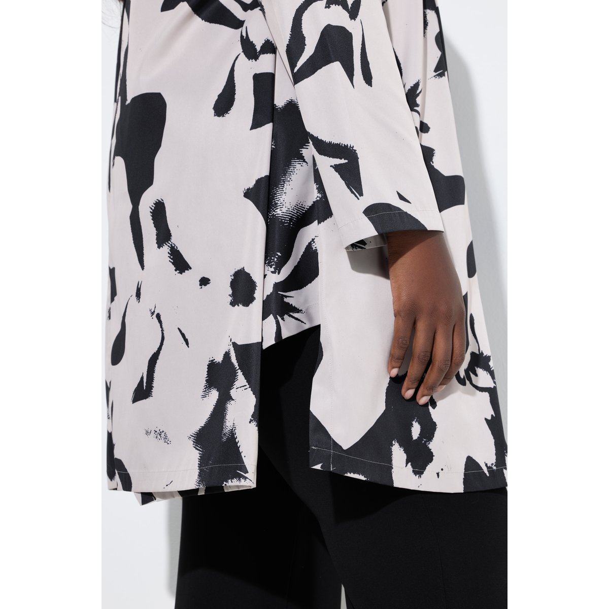 Veste longue asymétrique gris beige, ULLA POPKEN