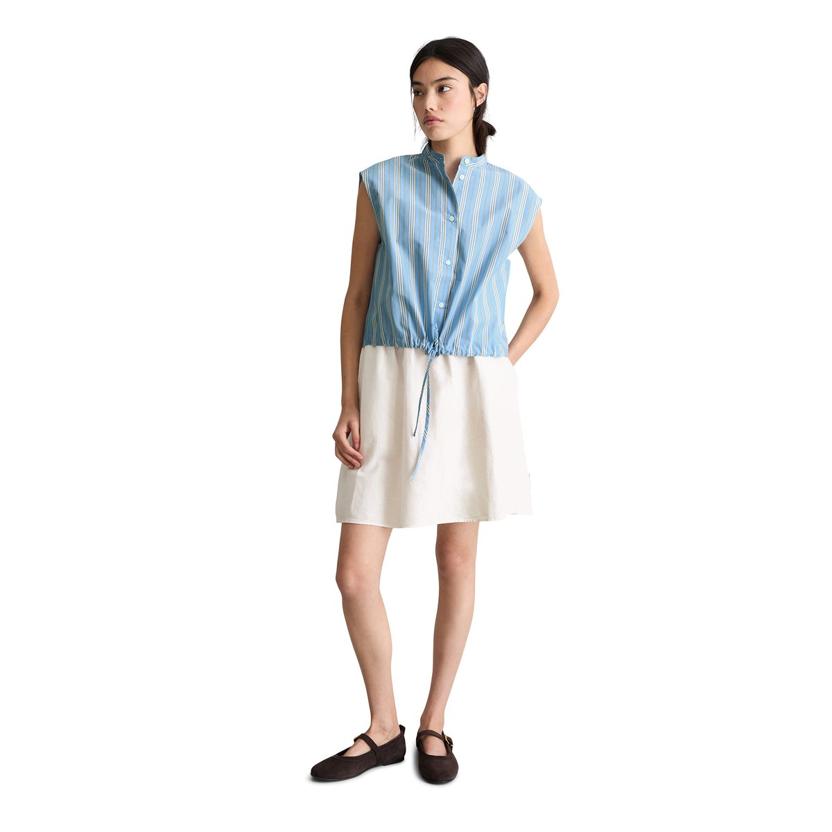 Blouse rayée relaxed en popeline Papertouch bleu, MARC O’POLO DENIM