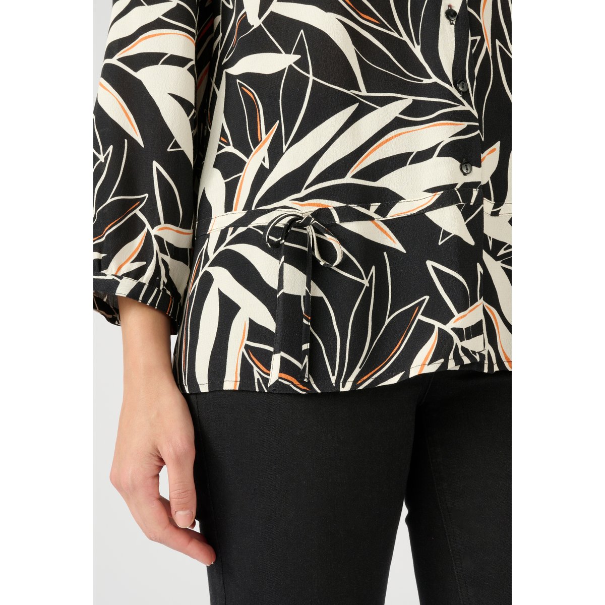 Chemisier tissu crêpe pure viscose noir feuillage, DAMART
