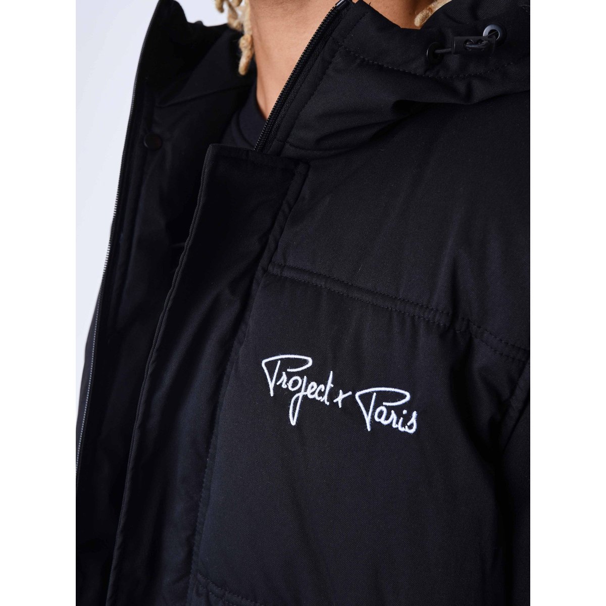 Blouson matelassé sans manches Capuche noir, PROJECT X