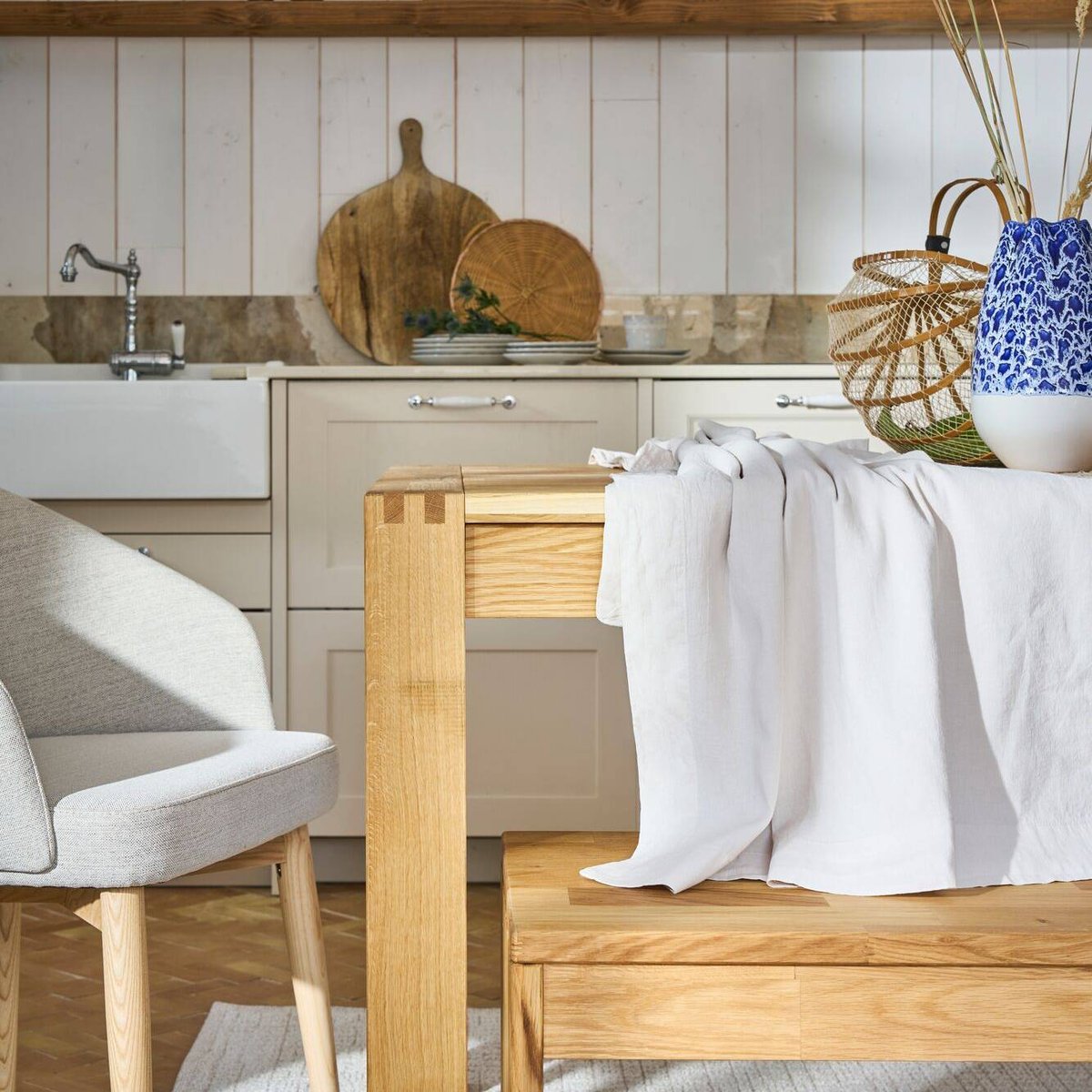 Nappe coton lin - ELINE lichen bleu, CAMIF