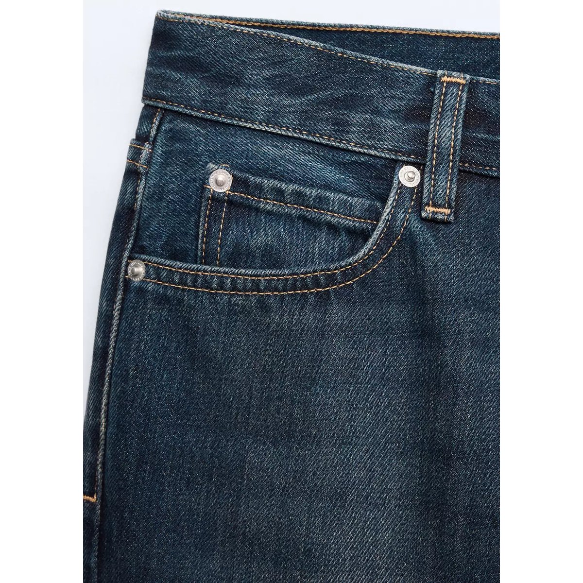 Jean flare usé bleu foncé vintage, MANGO