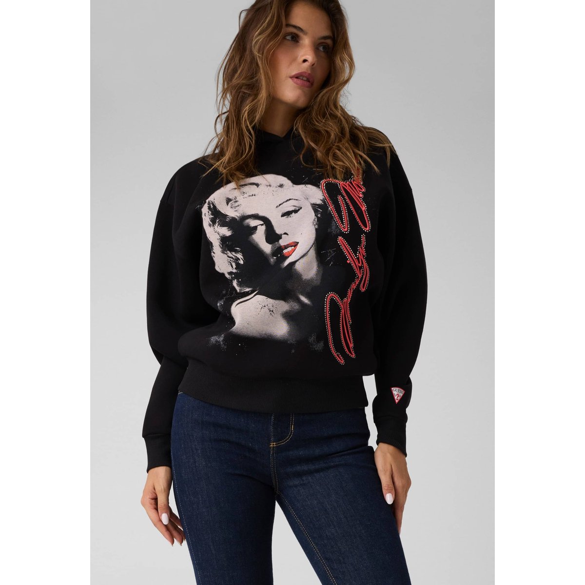 Sweat-Shirt Imprimé Hodeed noir, GUESS