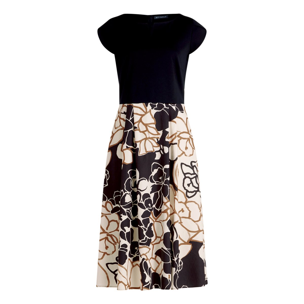 Robe droite à jupe évasée beige/noir, BETTY BARCLAY