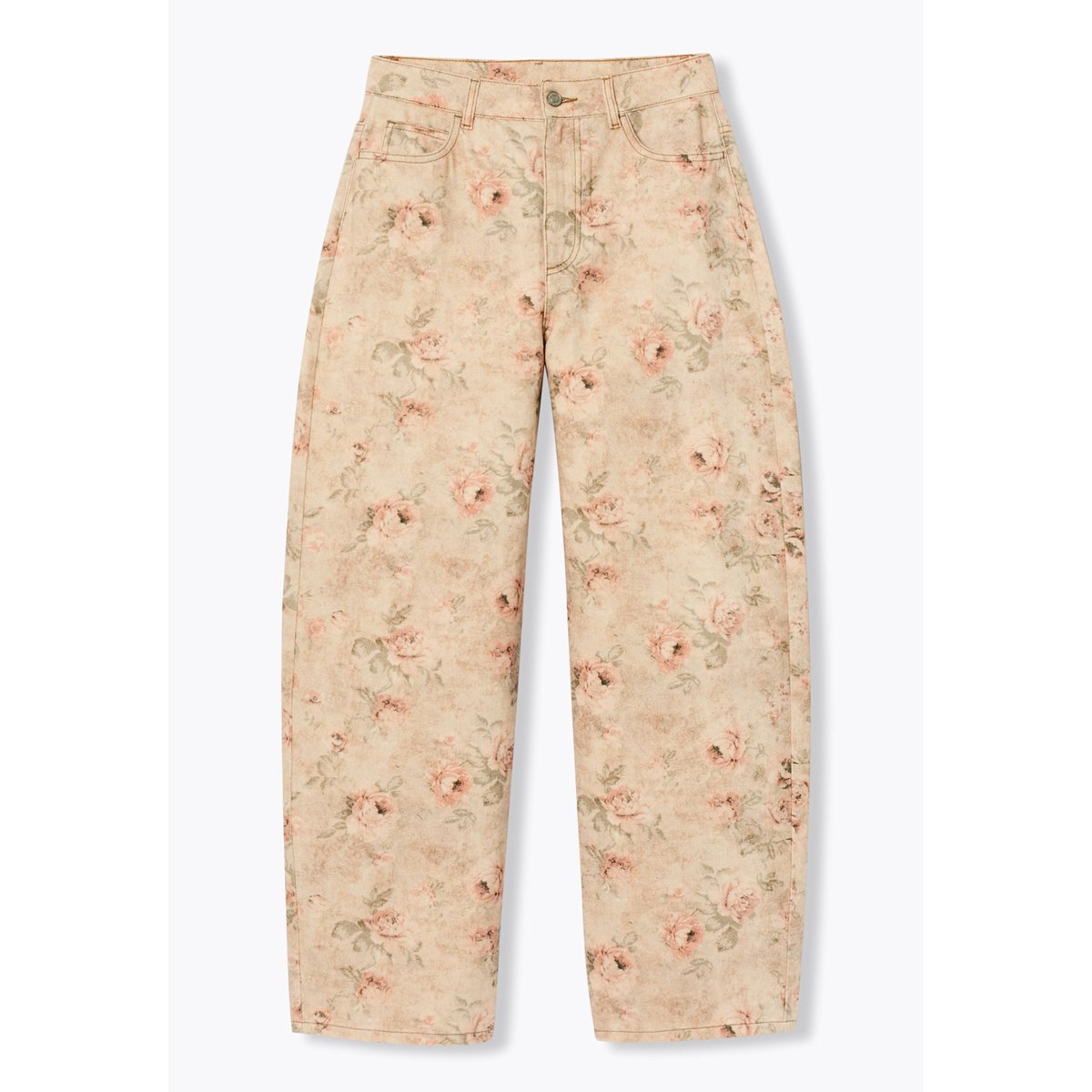 Pantalon barrel à fleurs imprimé multicolore, PROMOD