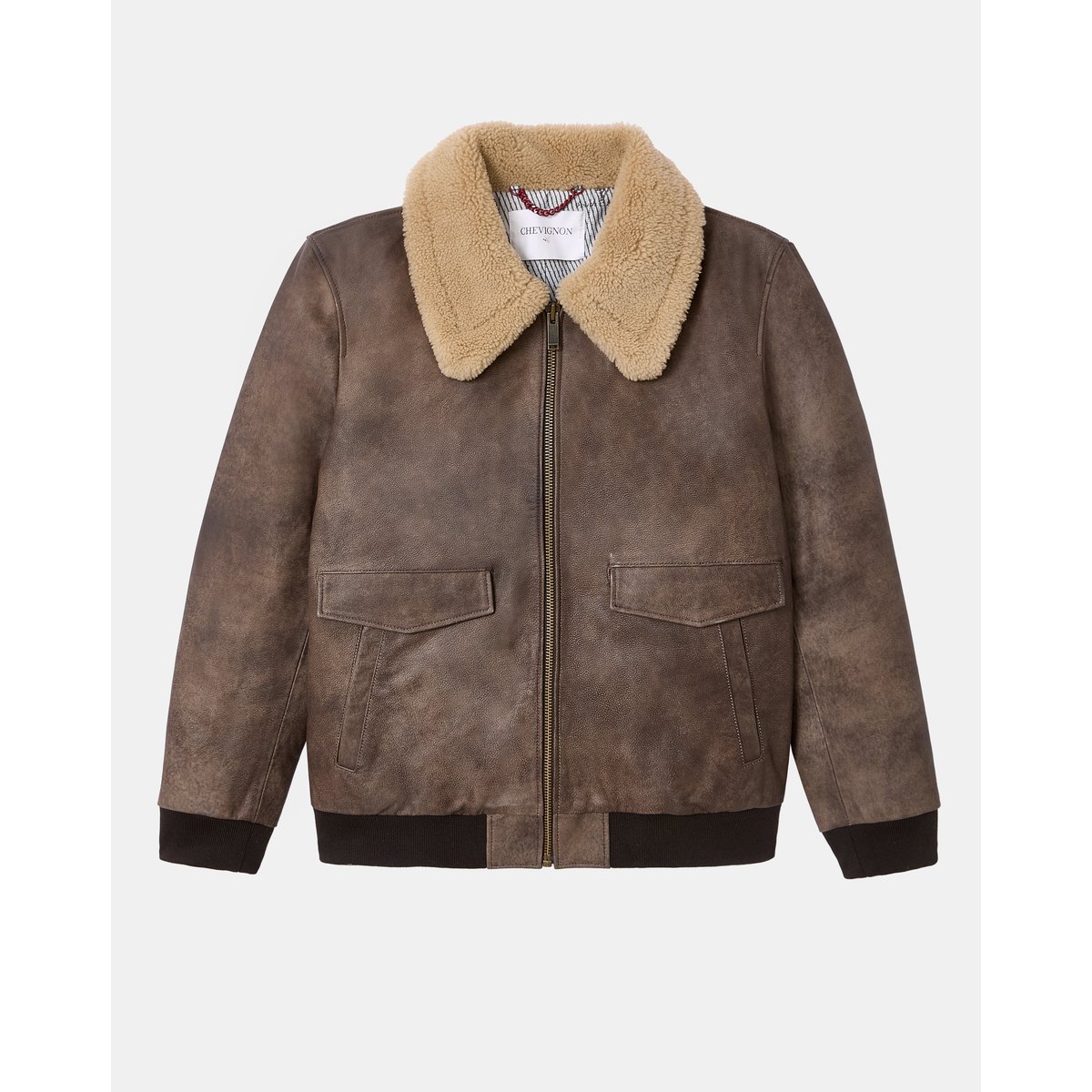 Veste en cuir PILOT CUIR marron, CHEVIGNON