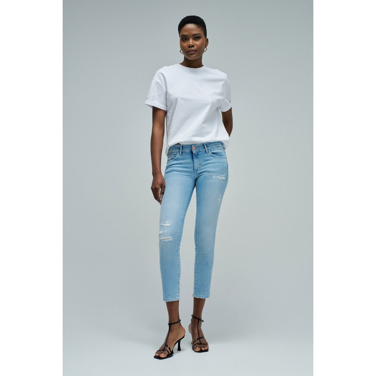 JEAN WONDER PUSH UP CROPPED SKINNY bleu turquoise, SALSA JEANS
