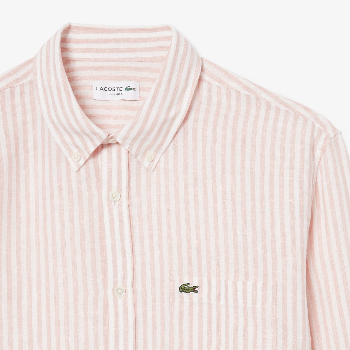 Striped Linen Regular Fit Shirt salmon, LACOSTE