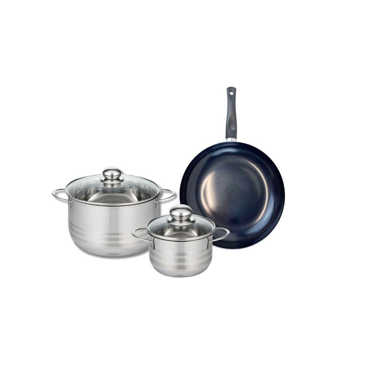 Batterie 1 poêle 24cm + 2 faitouts 14/20cm PRIMA BRILLANT noir, ELO