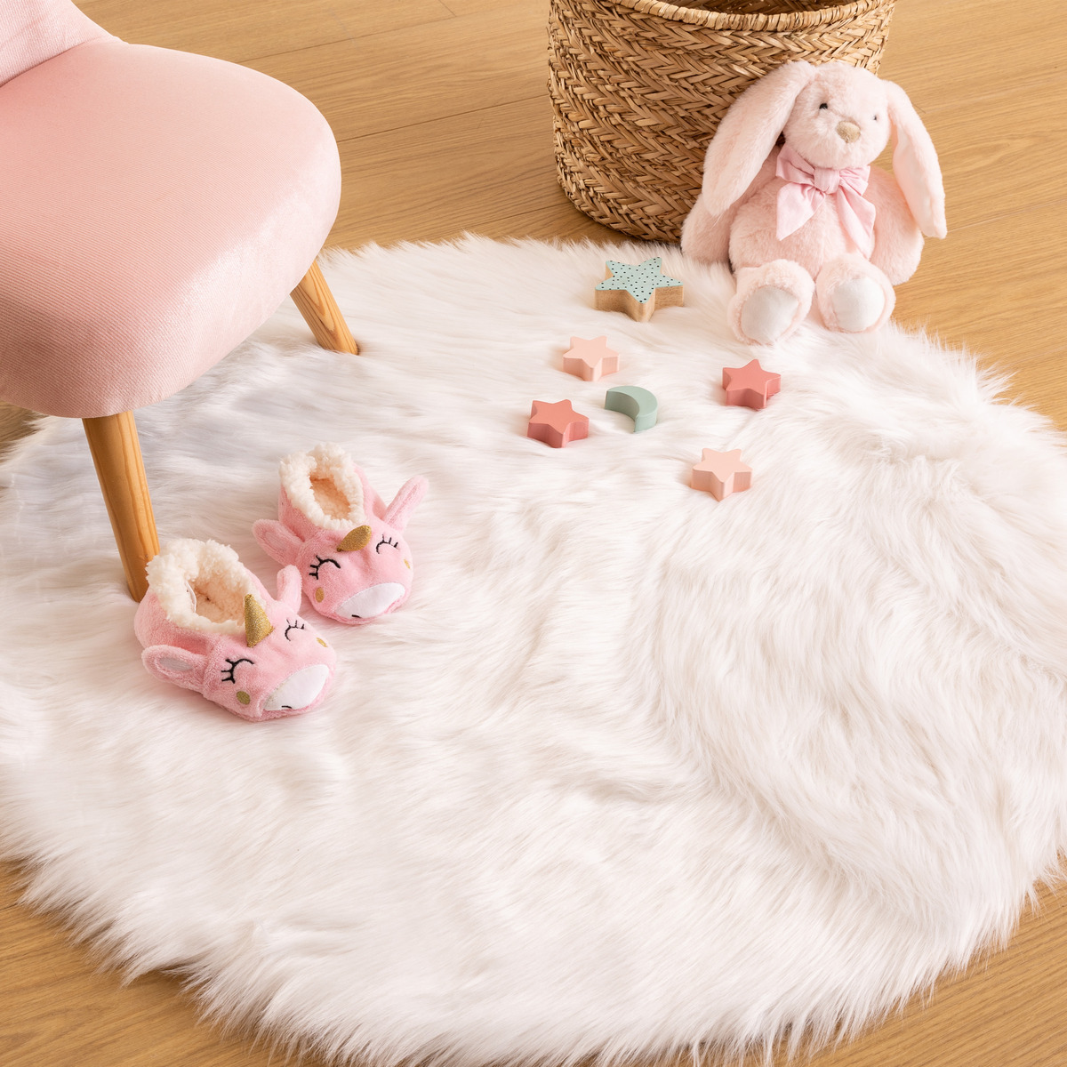 Tapis enfant imitation fourrure YVER blanc, ATMOSPHERA FOR KIDS