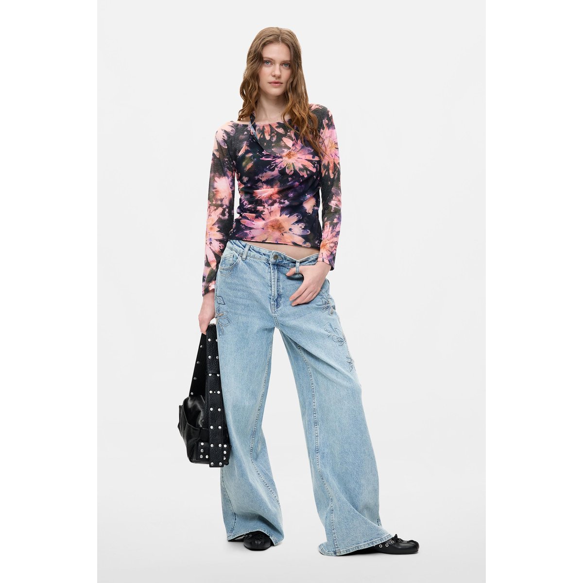 Blouse imprimée à manches longues bleu, DESIGUAL