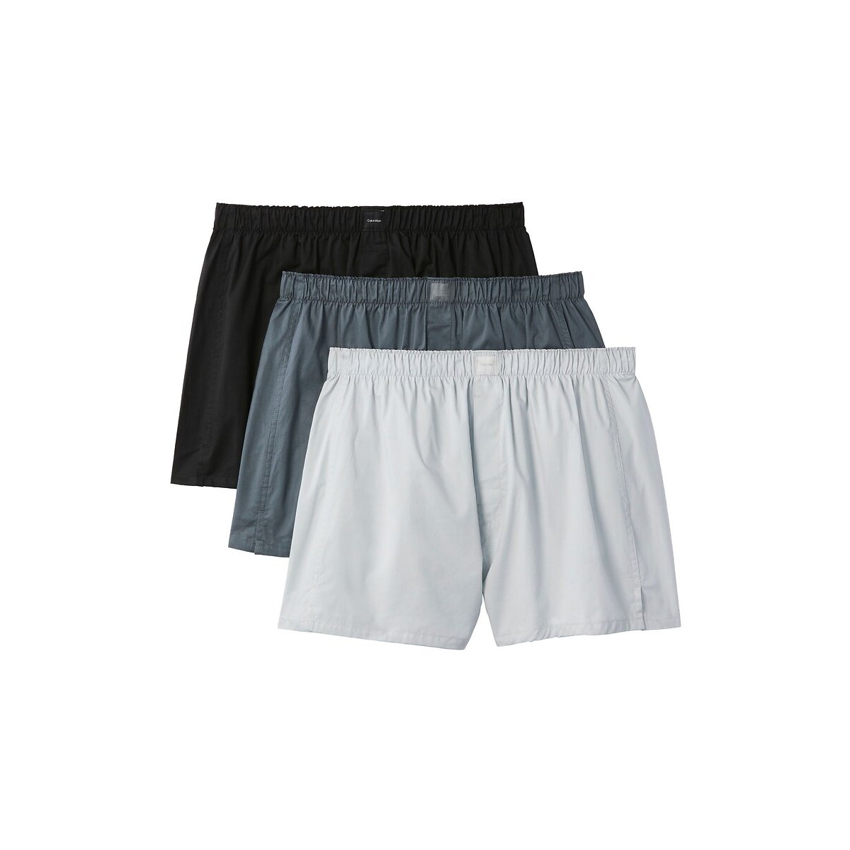 Lot de 3 caleçons ceinture élastique rayé et carre noir + gris + gris moyen, CALVIN KLEIN UNDERWEAR