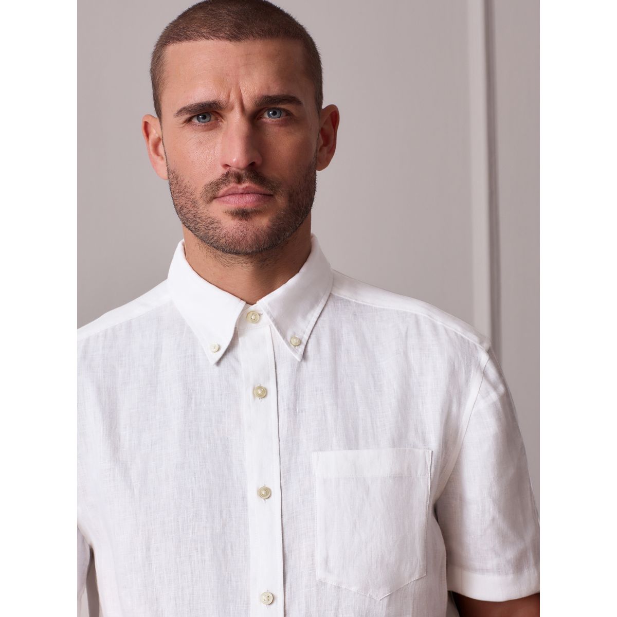 Chemise blanche en lin à manches courtes blanc, NEXT
