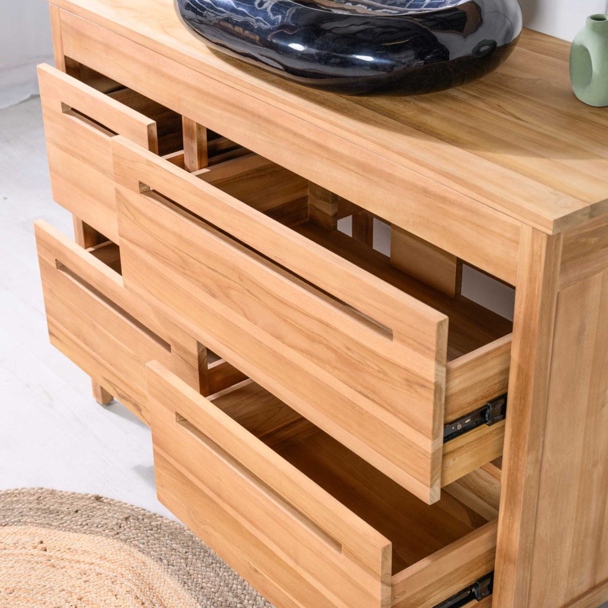 Meuble sous vasque en teck Sira 120cm naturel, WANDA COLLECTION