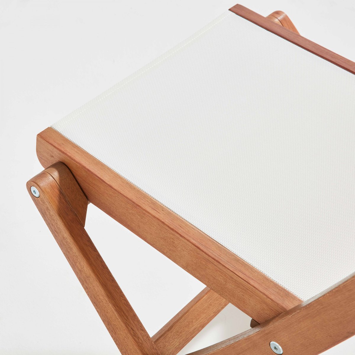 Lot de 2 chaises pliantes textilène et bois, SETE blanc, OVIALA