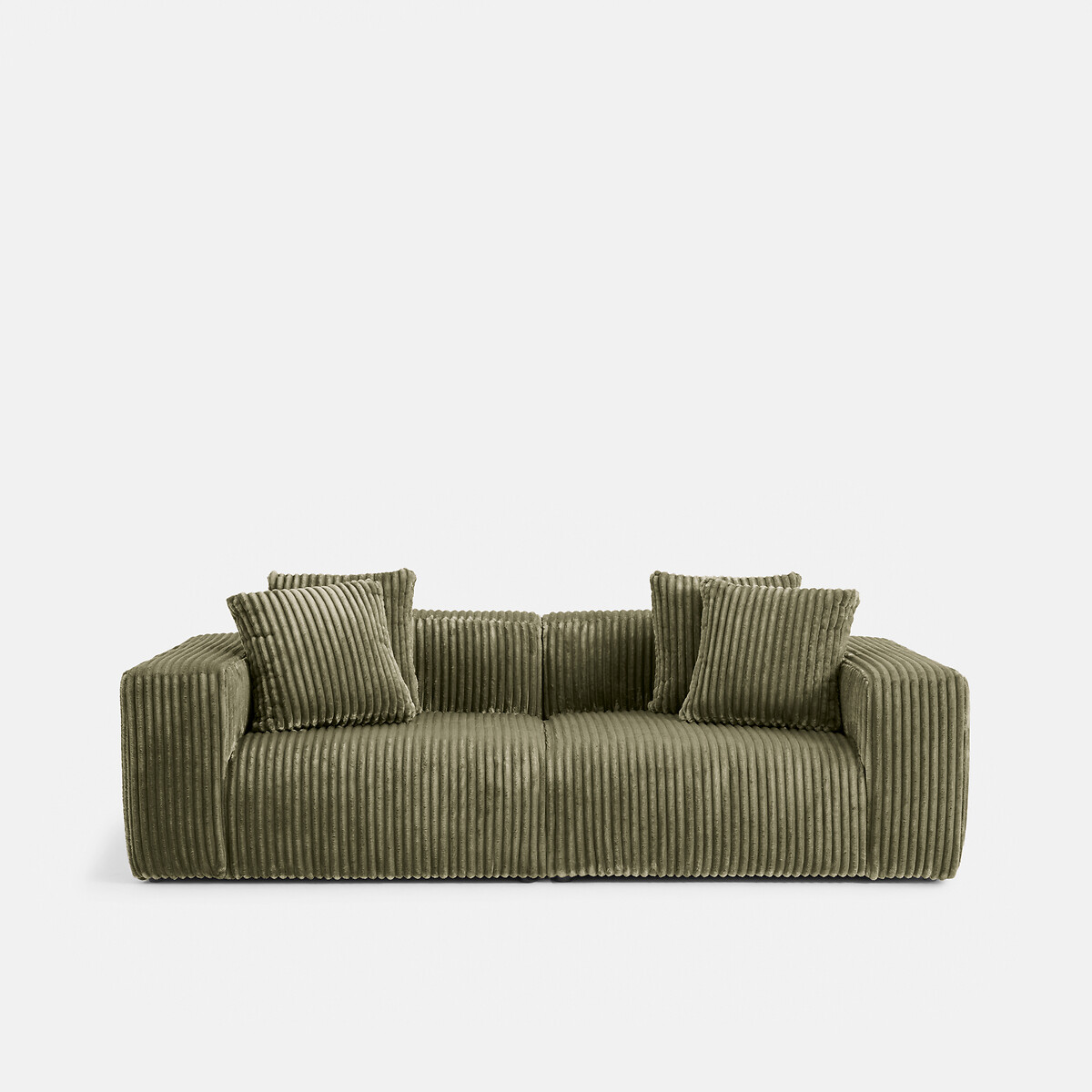 Canapé droit, 3 places, en velours côtelé XL, LIORA vert kaki, LA REDOUTE INTERIEURS