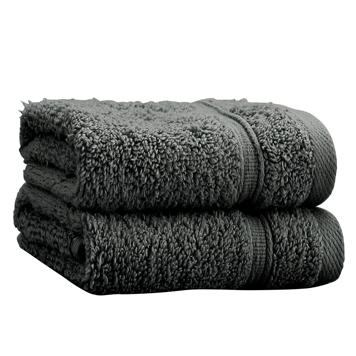 Set of 2 Zero Twist Cotton Face Cloths charcoal, CATHERINE LANSFIELD