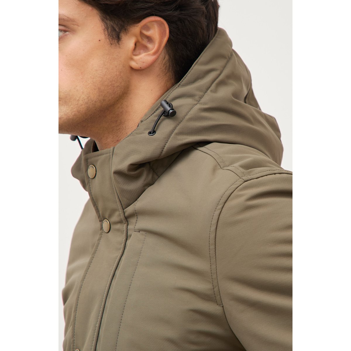 Parka longue droite à capuche taupe, BONOBO