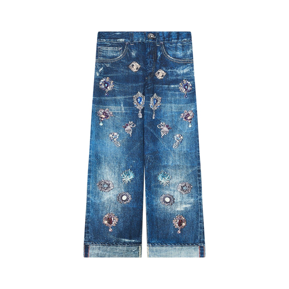 Pantalon avec imprimé denim denim foncé, LIU JO