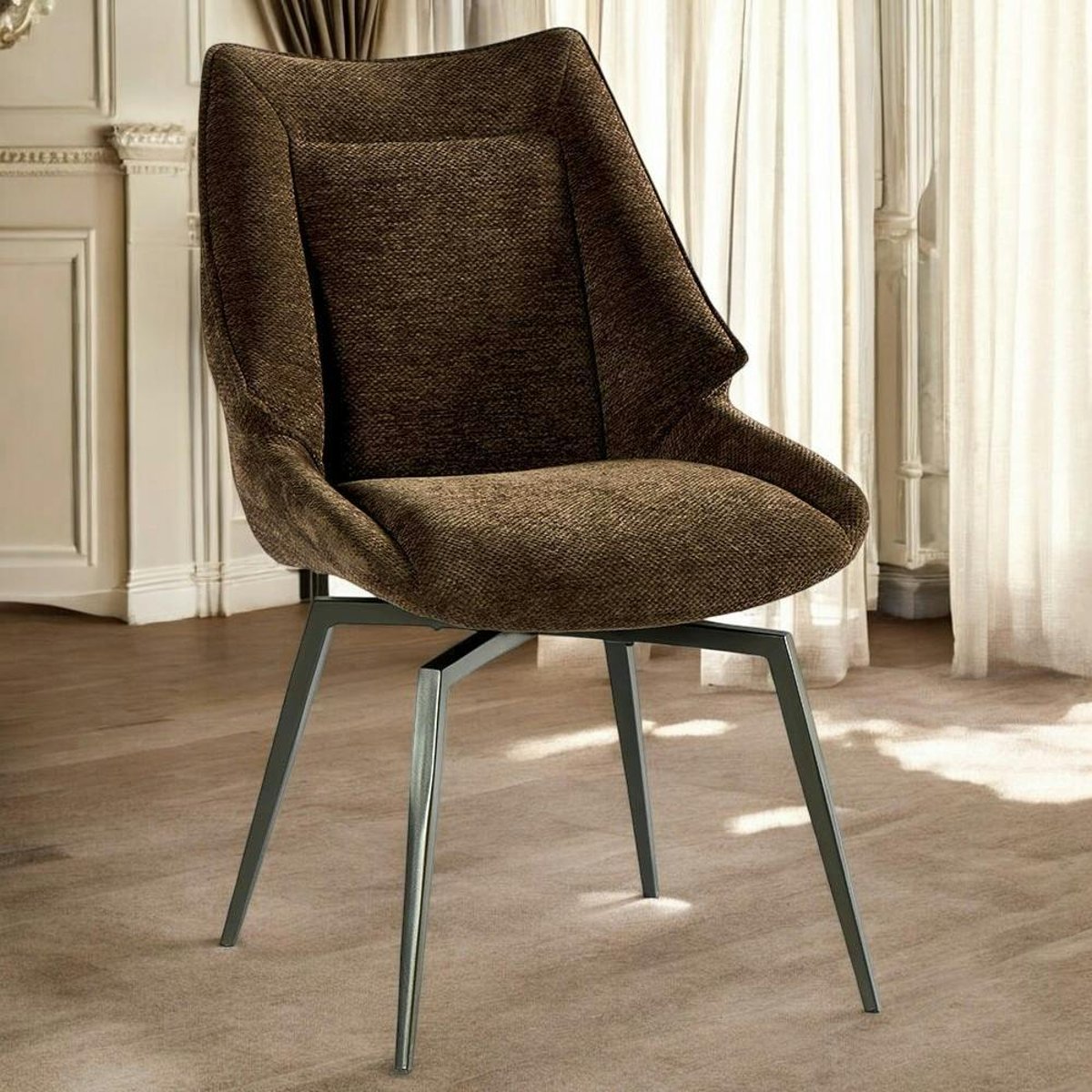 Chaise design tissu microfibre chocolat (lot de 2) IENA marron, PIER IMPORT