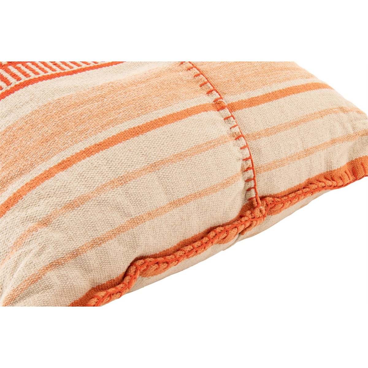 Pouf poire ligné en coton écru et orange foncé, RECOLLECTION