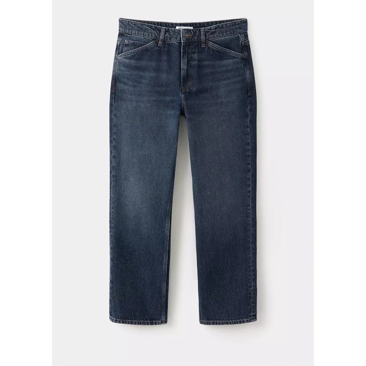 Jean regular-fit cropped bleu foncé vintage, MANGO MAN
