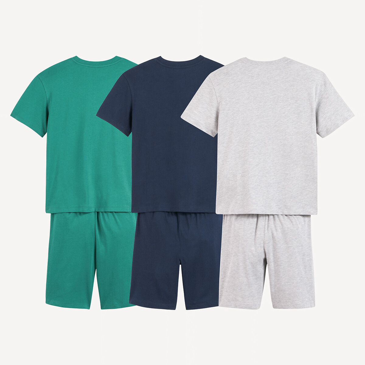 Lot de 3 pyjashorts en coton, thème dinosaure bleu + vert + gris, LA REDOUTE COLLECTIONS