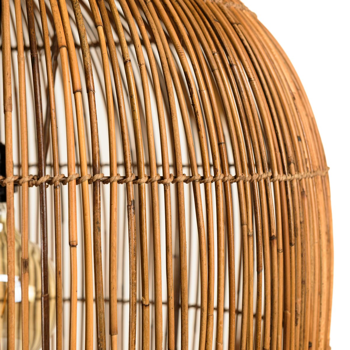 Suspension 59x59cm en rotin couleur naturelle et bois de teck recyclé SWING bois naturel, PIER IMPORT