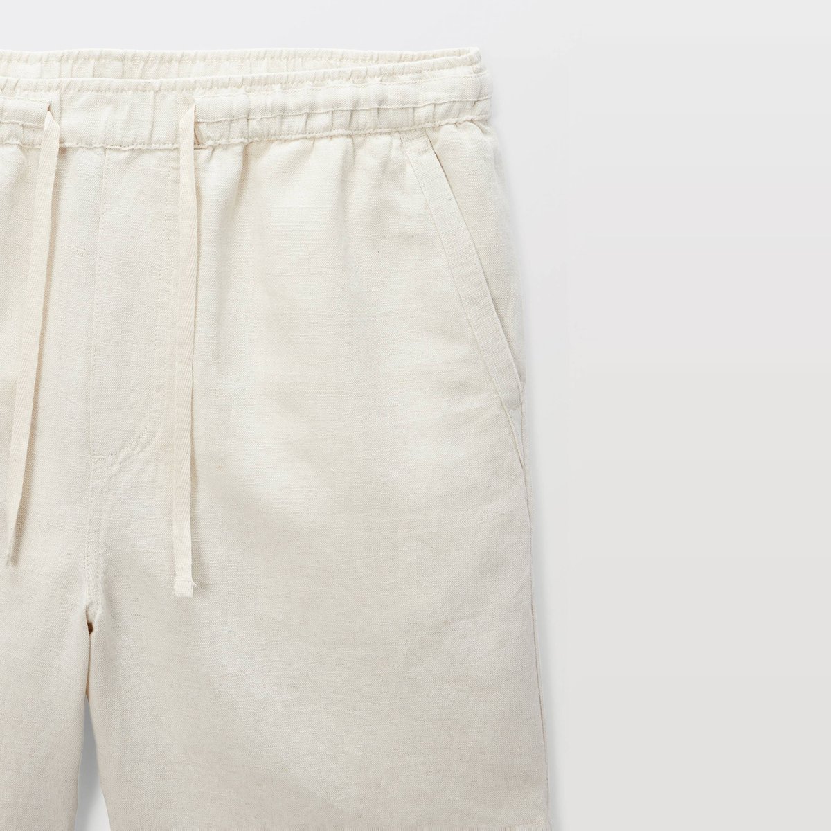 Bermuda taille élastiqué en mélange lin et coton bones, MONOPRIX