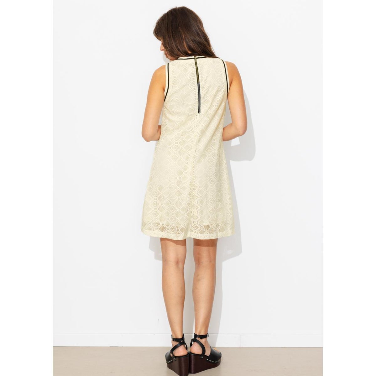 Robe courte en dentelle ecru, PROMOD