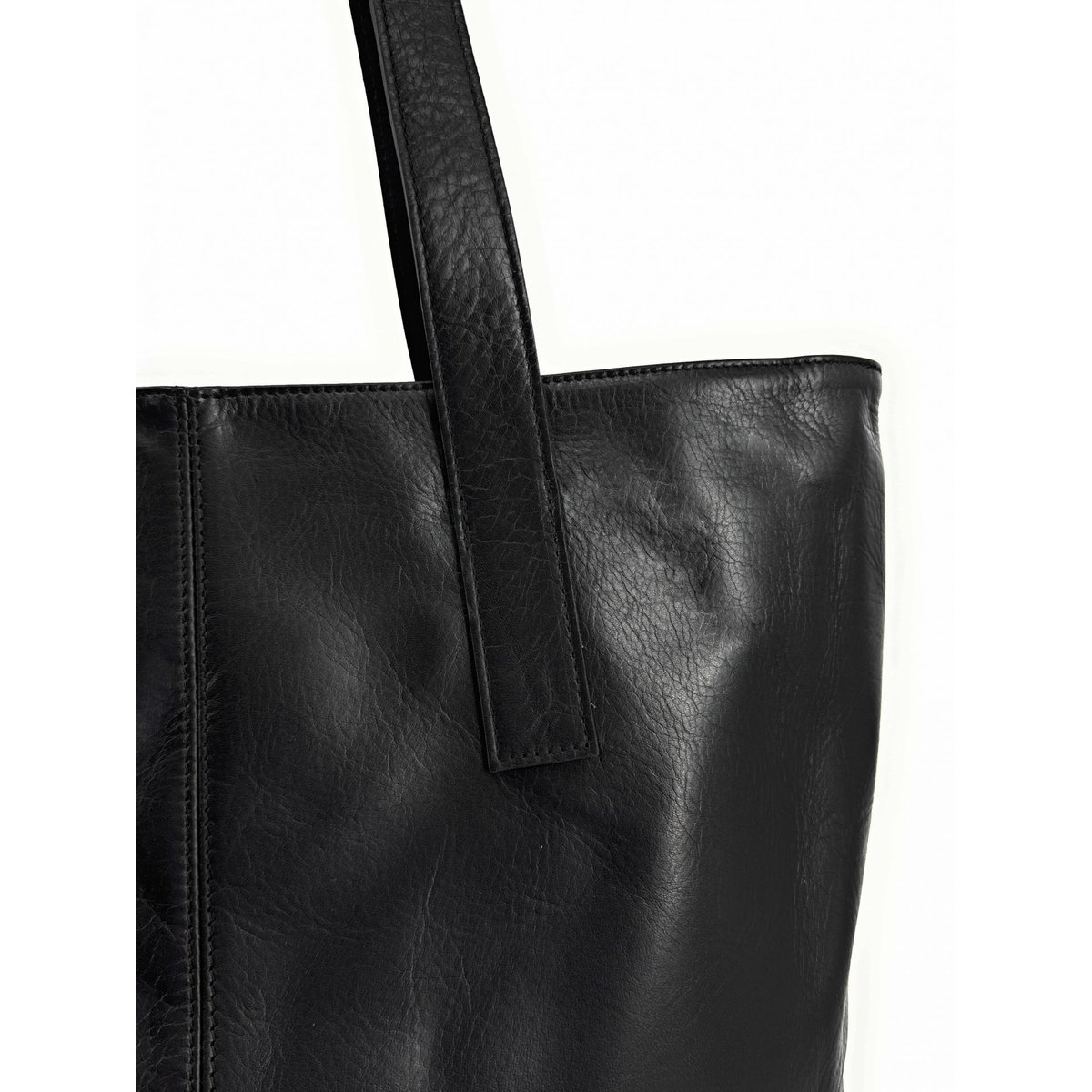 Grand cabas en cuir lisse TESS noir, OH MY BAG