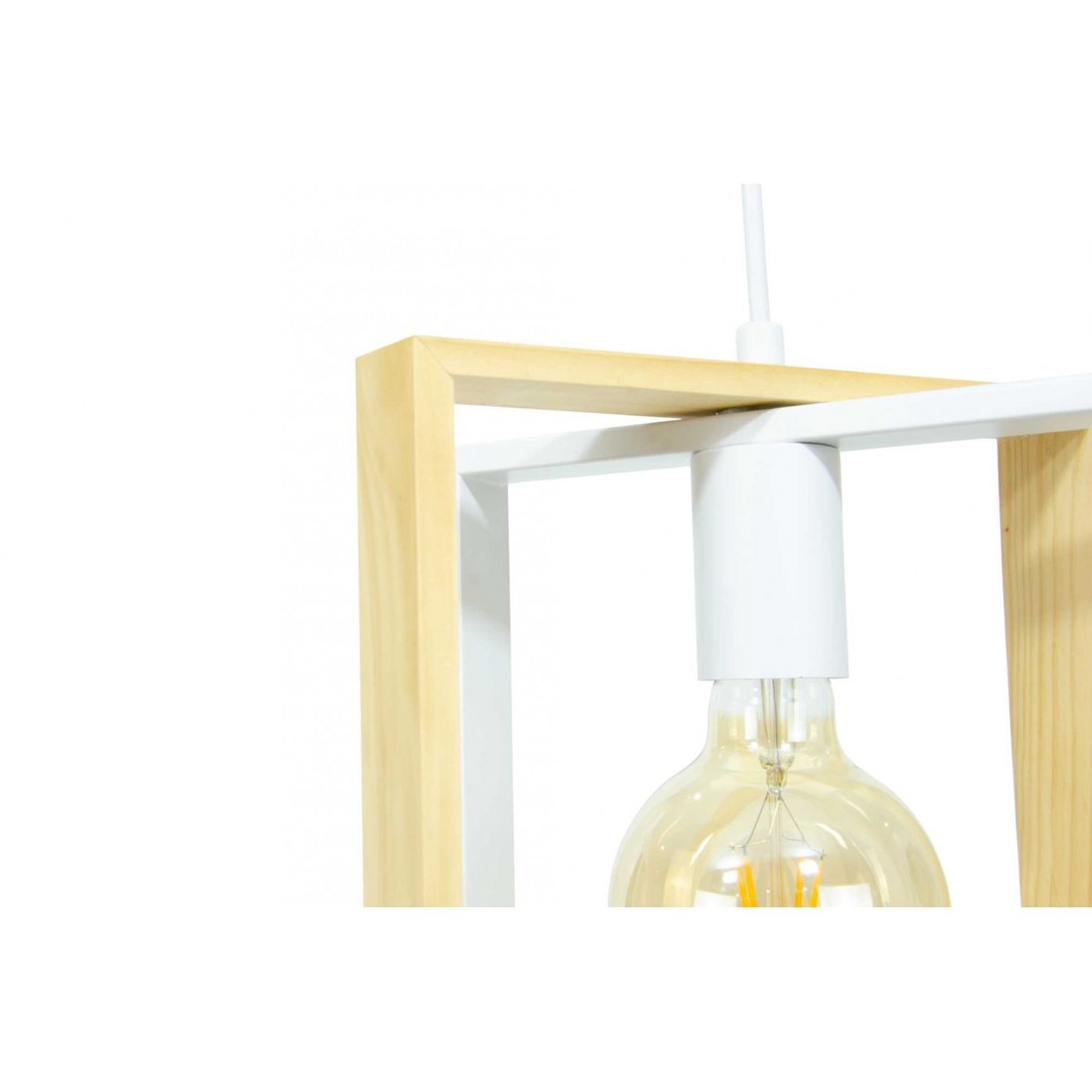 Suspension en bois d'hévéa et métal, WOOLI blanc, C-CREATION