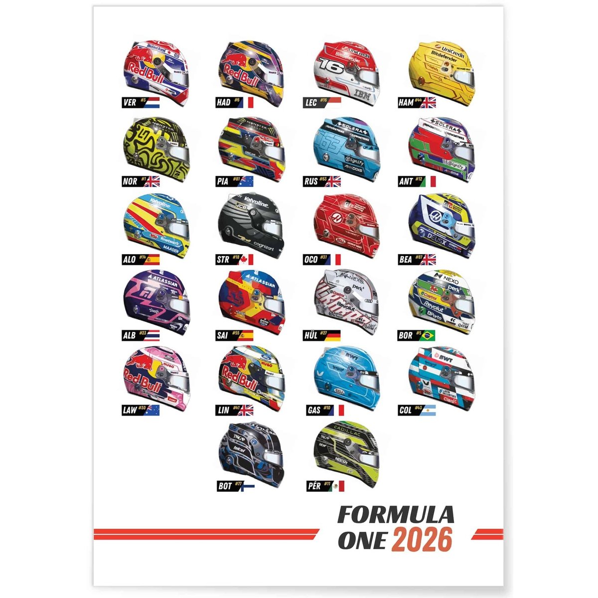 Affiche Championnat Formule 1 2026 blanc, L'AFFICHERIE
