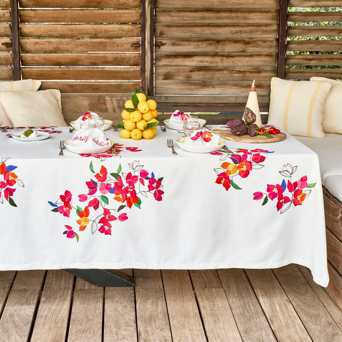 Nappe rectangulaire coton NECTAR beige, CARRE BLANC