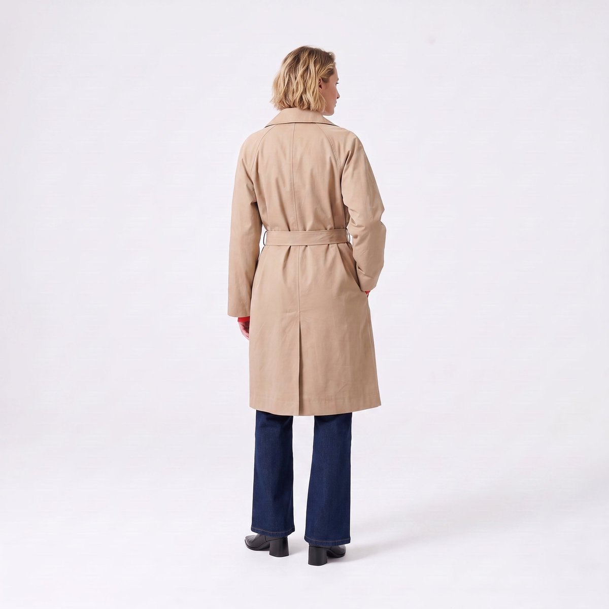 Trench longue avec col à revers tailleur et ceinture à la taille OSIANE beige, ARTLOVE