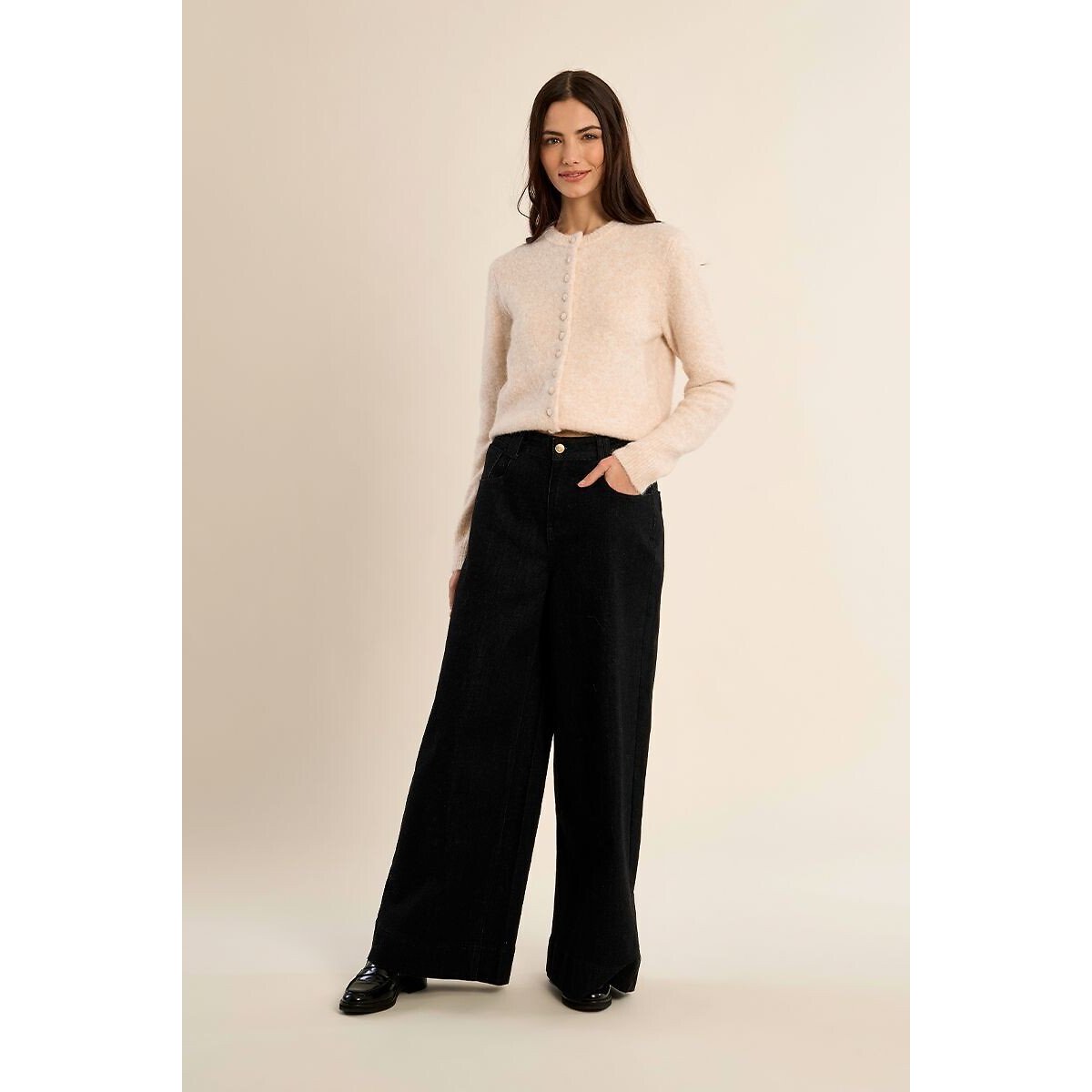Gilet manches longues col rond ecru, MOLLY BRACKEN
