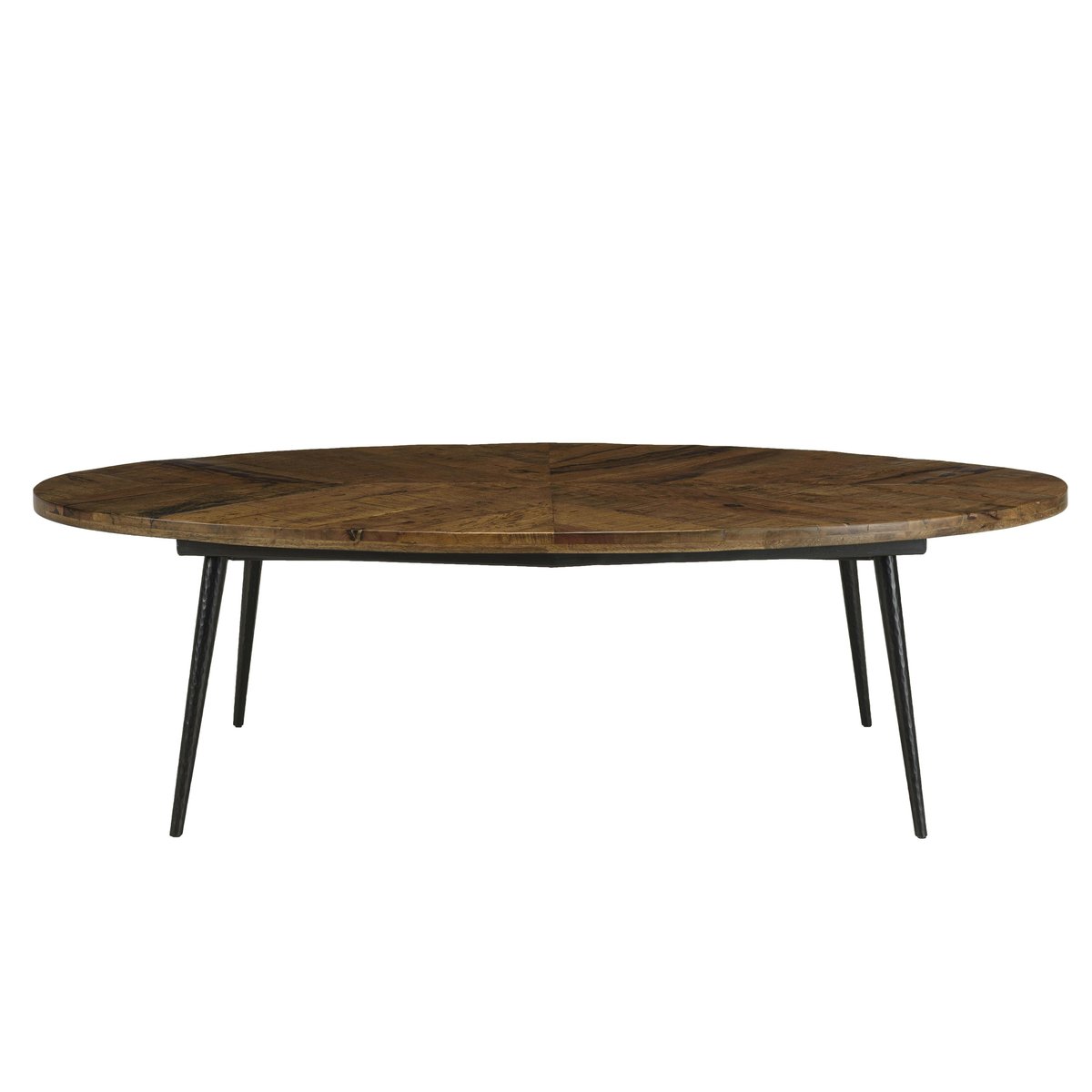 Table basse ovale bois recyclé chevrons KORKAI bois naturel, PIER IMPORT