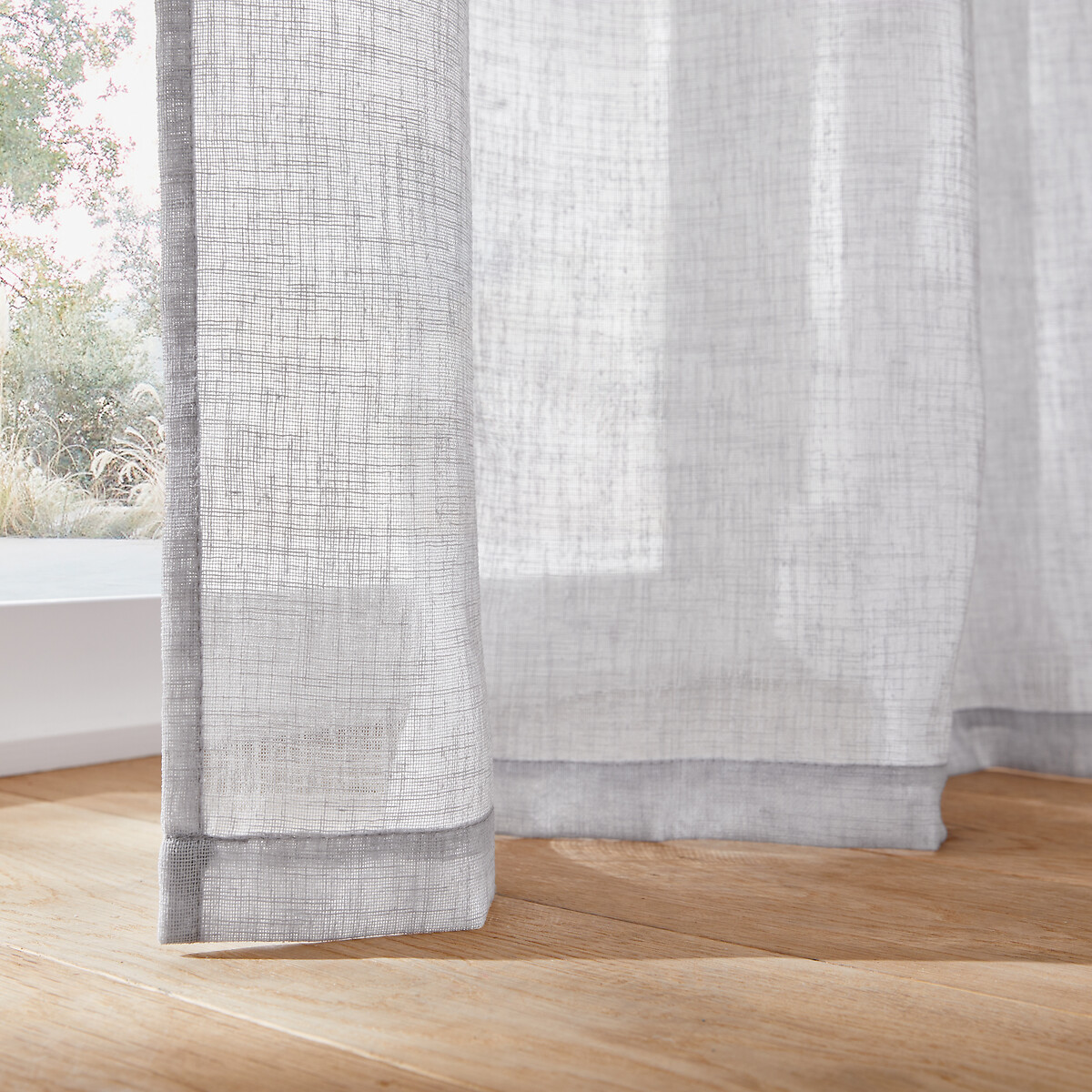 Nyong Voile Panel with Pencil Pleat and Wave grey, LA REDOUTE INTERIEURS