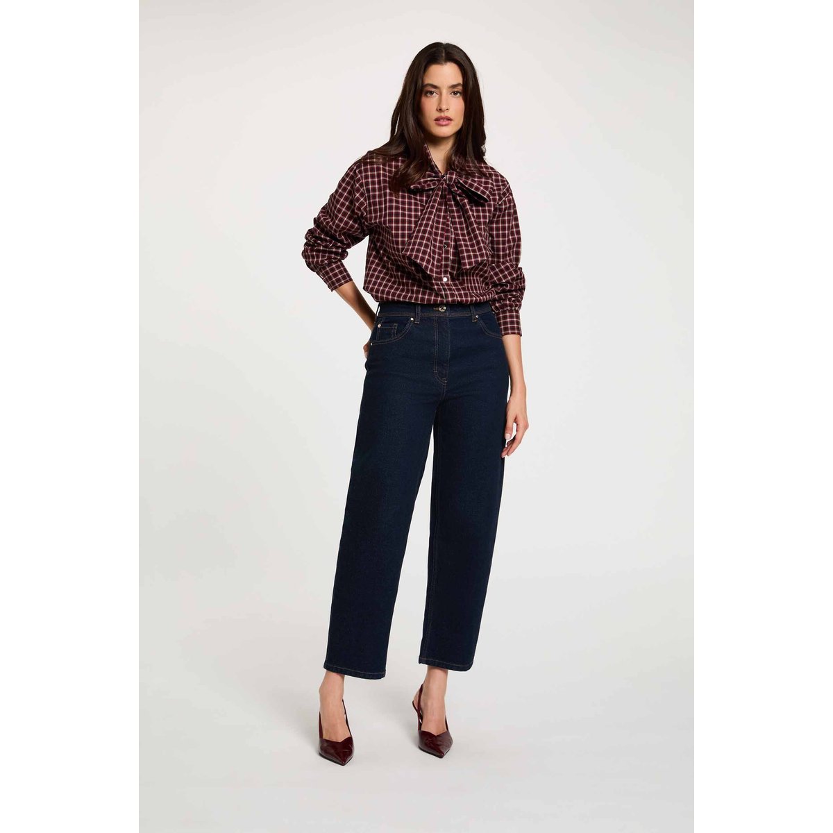 Jean droit taille haute denim brut, MORGAN