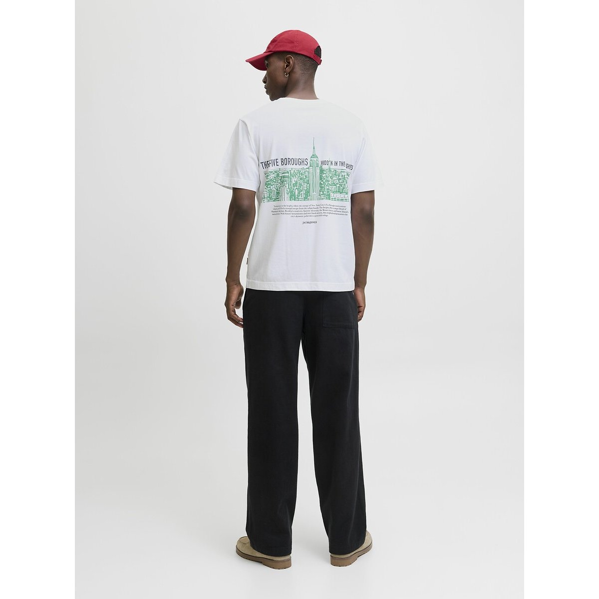 T-shirt col rond imprimé dos blanc, JACK & JONES