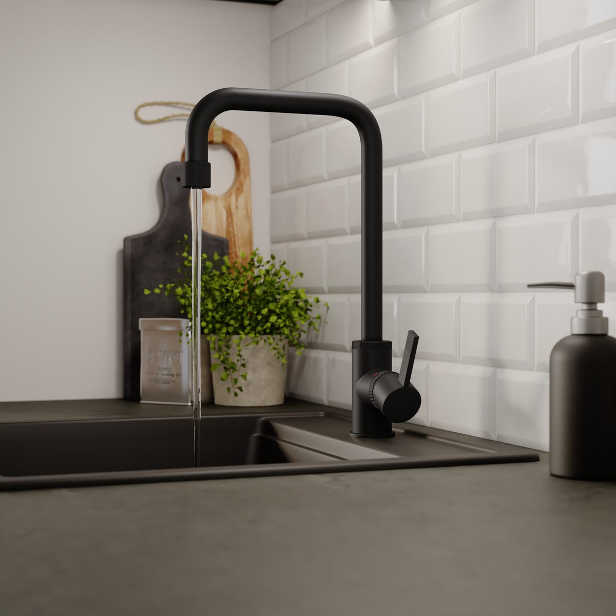 Robinet de cuisine, INDUS noir, DELINIA