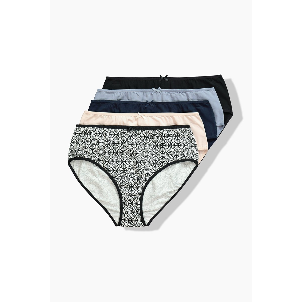 Lot de 5 culottes midi, motif/couleurs unies bleu pigeon, ULLA POPKEN